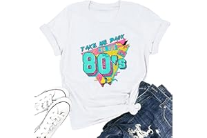 BANGELY 90s Outfit for Women Take Me Back to The 90's Shirt Vintage Neon Crew Neck Tops Tee for Birthday Party Gift