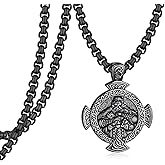 Hantuorui Viking Necklace for Men 925 Sterling Silver Norse Pirate Necklace Amulet Protection Odin Necklaces Viking Jewelry for Women