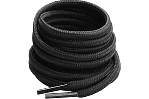 Gendewiner Round Boots Shoelace, 4mm Diameter Outdoor Work & Hiking Boots Replacements Shoe Laces for Athletic Trainer Shoe