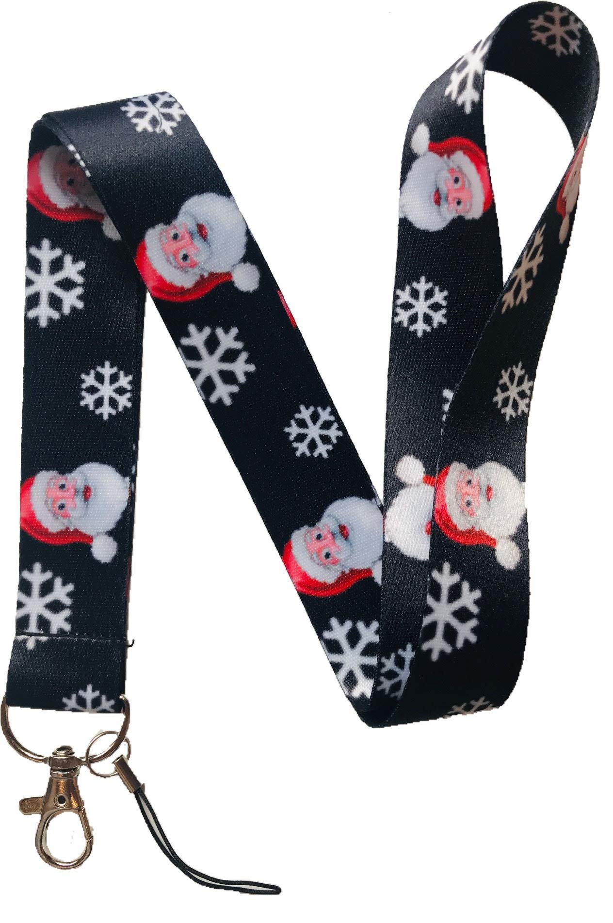 25mm Festive Black Santa & Snowflake Christmas Neck Lanyard