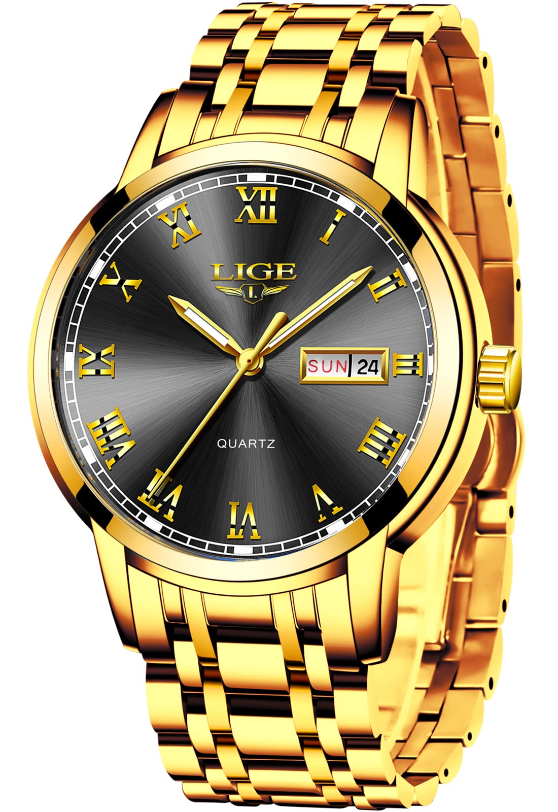 LIGE Watches Mens Waterproof Stainless Steel Analogue Quartz Wrist Watch for Men Business Dress Watch