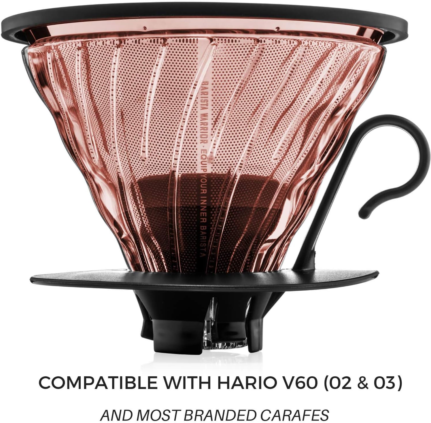 Barista Warrior Compatible for Hario V60 & Chemex Pour Over Coffee Filters - Reusable Stainless Steel- Best Coffee Maker and Bar Accessories (Copper Coated): Kitchen & Dining