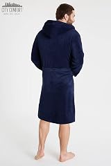 CityComfort Mens Hooded Bathrobe Super Soft Fleece Loungewear Navy M view 7