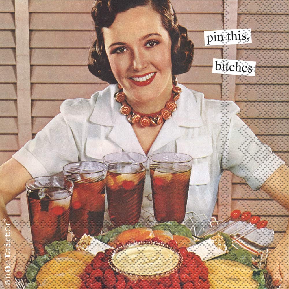 Boston International C024000 Anne Taintor Cocktail Beverage Paper Napkins, 5 x 5-Inches, Pin This