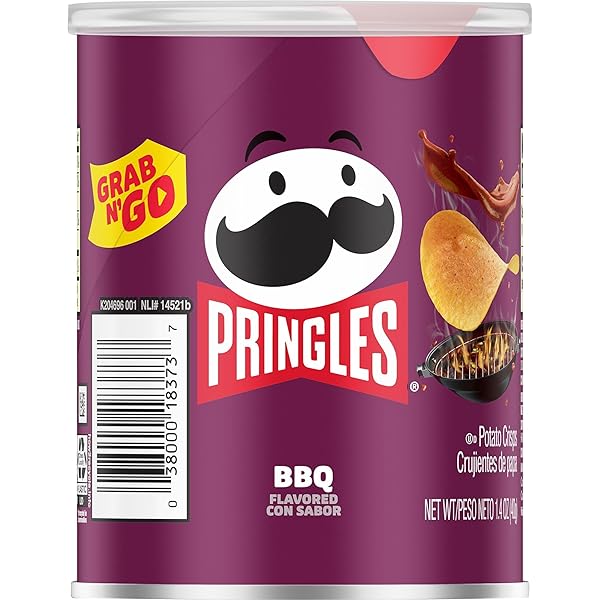 PRINGLES POTATO CRISPS CHIPS, LUNCH SNACKS, OFFICE AND KIDS SNACKS, GRAB N’ GO, BBQ (12 CANS)