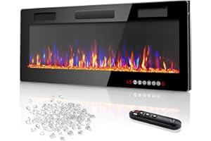 Vitesse 50 Inch Ultra Thin Electric Fireplace-Narrow Bezel Linear Fireplace Heater Recessed Wall Mounted, Remote and Screen Control, 8H Sleep Timer, Low Noise, 750/1500W for Living Room, Bedroom