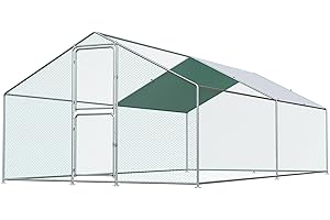 Airynee Large Chicken Coop, Chicken Coops for 20 Chickens, Chicken Runs for Yard with Water Poof & UV Resistance Cover, Spire Roof Chicken Coop Run with Double Lockable Doors for Outdoor Backyard
