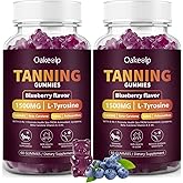 Oakevlp 2 Pack Extra Powerful Tanning Gummies,1500mg of L-Tyrosine,Daily Tanning Supplement Adults Woman & Men,with 1000mg of Beta-Carotene,50mg of Astaxanthin,8500mcg of Vitamin A for Skin Health