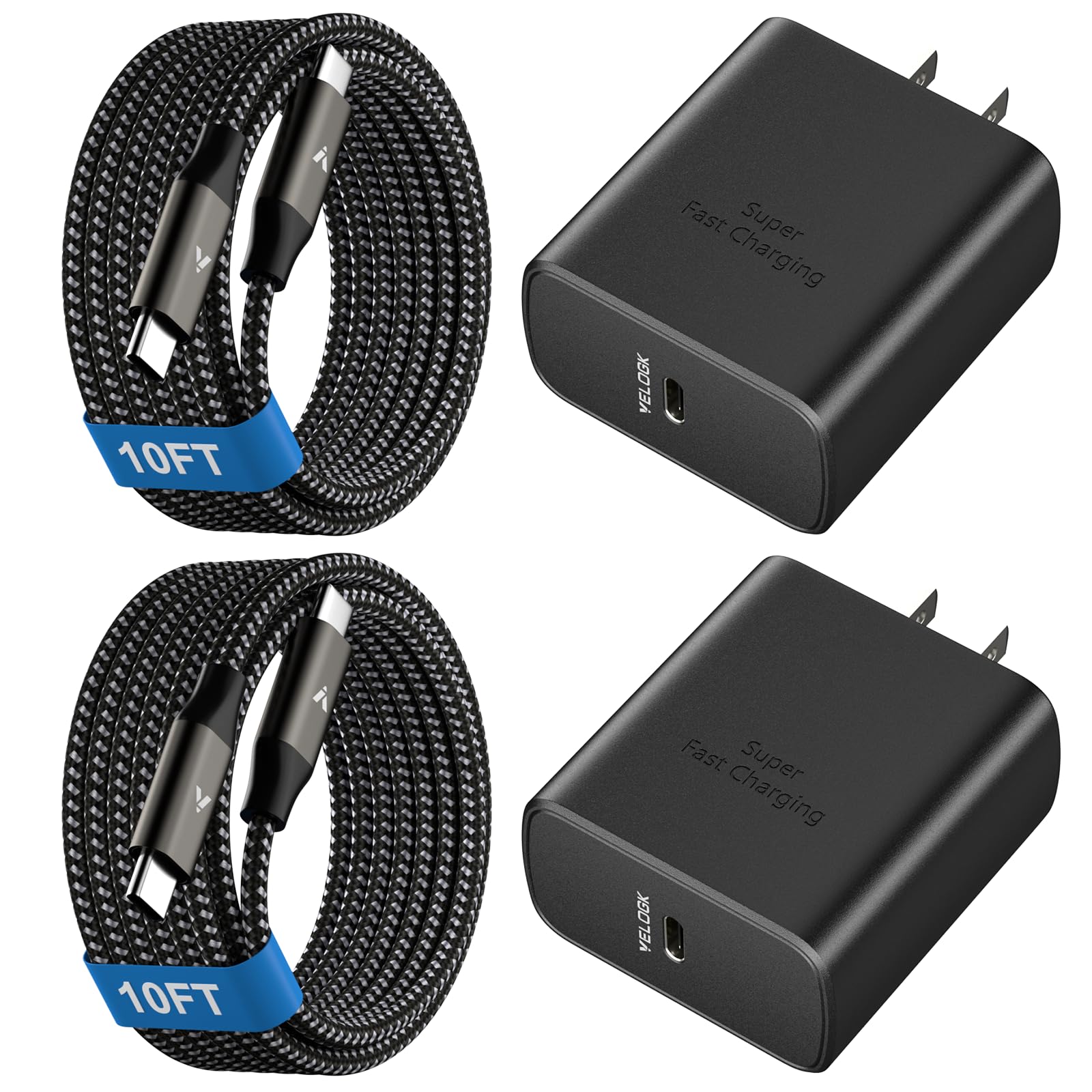 Super Fast Charger USB C, Type-C Android Phone Charger Fast Charging Block with 10FT Type C Cords for Samsung Galaxy S26 Ultra/S25 Ultra/S24 Ultra/S24+/S23 Ultra/S23+/S22 Plus/S20, Tab S9/S8 Ultra
