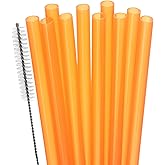 Dakoufish Replacement Straw for Stanley|Owala|Simple Modern 40oz 30oz Tumbler,10 Pack 12 Inch Orange Reusable Straws With Cleaning Brush for Stanley Cup Accessorie,BPA Free,Dishwasher Safe