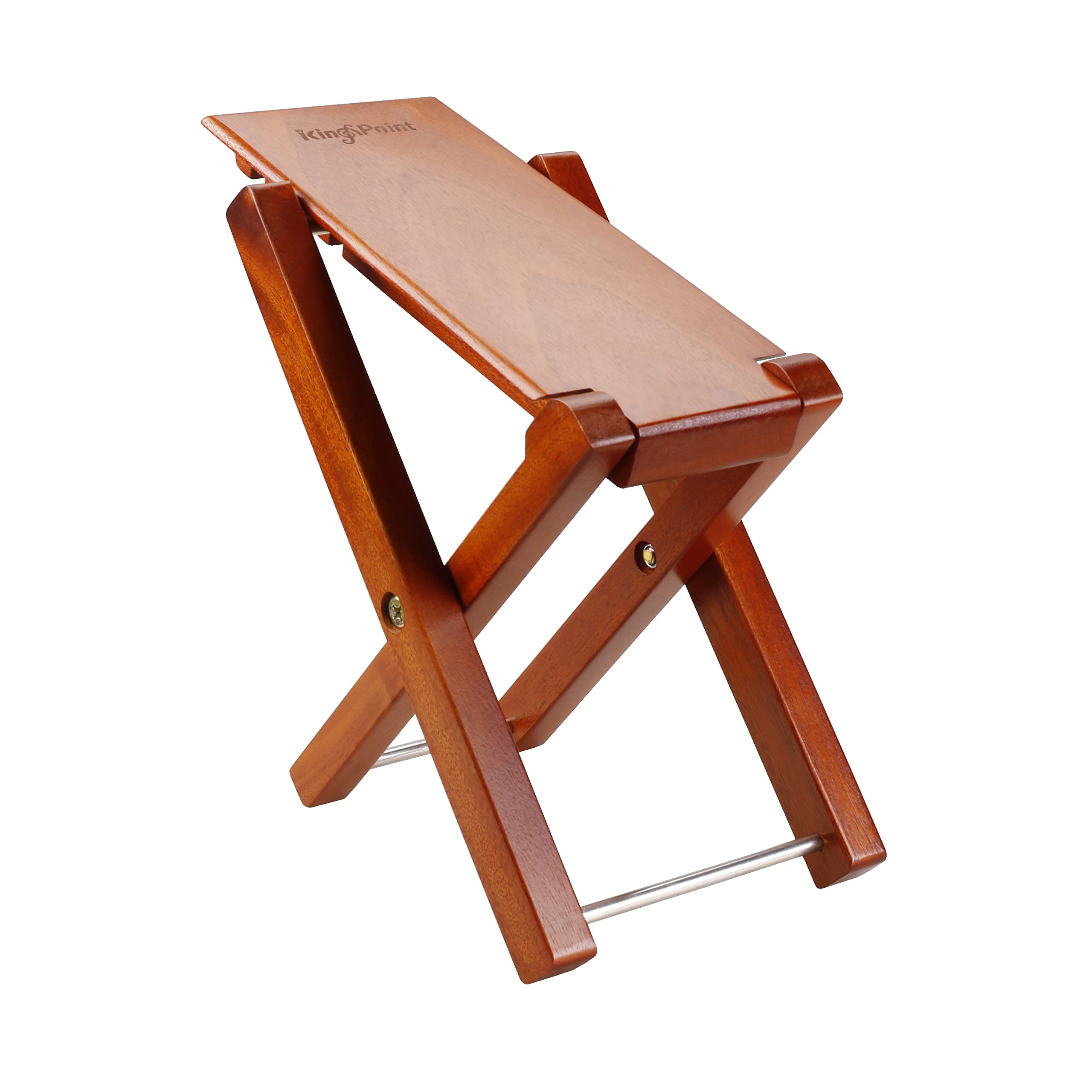 KingPoint Solid Wood Guitar Footstool 4 Adjusatble Height Levels Rosewood Guitar Footres Foldable (Rosewood)