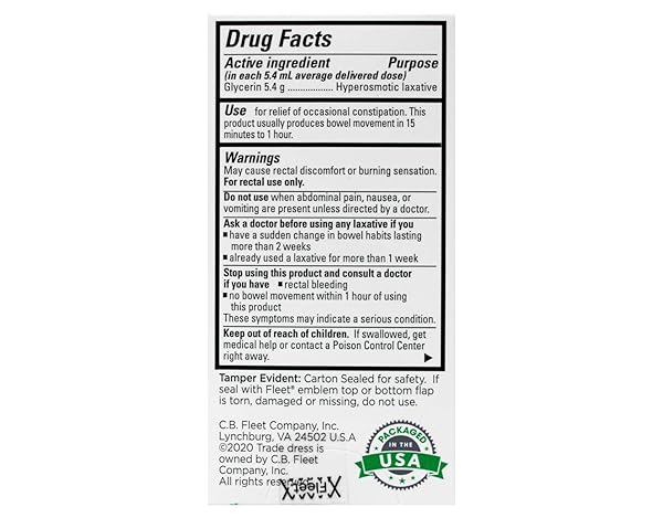 FLEET LIQUID GLYCERIN SUPPOSITORIES 4 EACH (PACK OF 6)