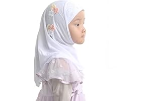 Modest Beauty Instant Hijab for Kids Girls Hijabs Muslim Islamic Head Scarf with Rhinestone and Flowers