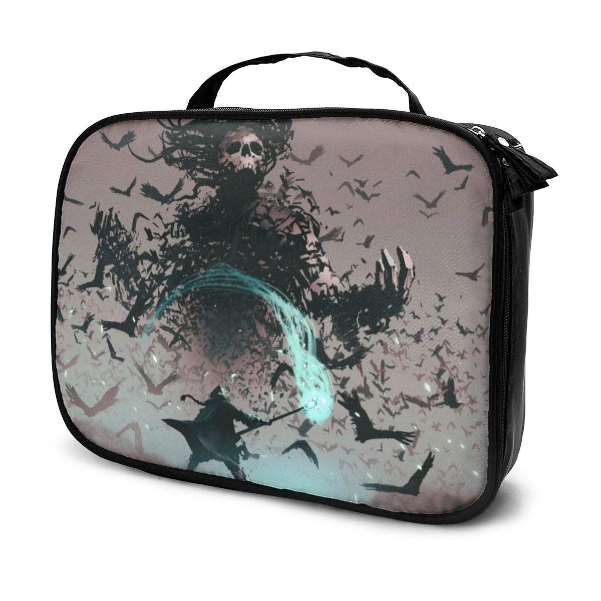 Lucaeat Wizard And The Crows Cosmetic Bag Makeup Organizers Bag Storage With Dividers Brush Holder For Cosmetics Make Up Tools