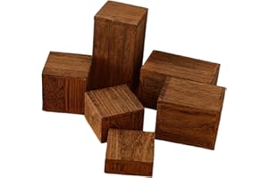 DYNWAVE 6X Wooden Square Risers Perfume Holders Cupcake Rustic Display Stands for Candy Dessert Condiments Coffee Tea Conuter