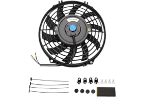 Twilight Garage 9 Inch 12V 80W Universal High Performance Slim Electric Cooling Radiator Fan with Fan Mounting Kit - Black