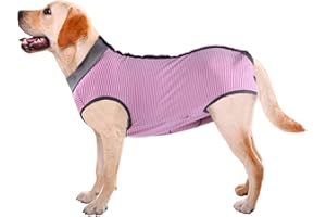 Lianzimau Dog Surgical Recovery Suit Onesie Breathable Abdominal Wounds and Protect Skin Prevent Licking Cone E Collar Altern