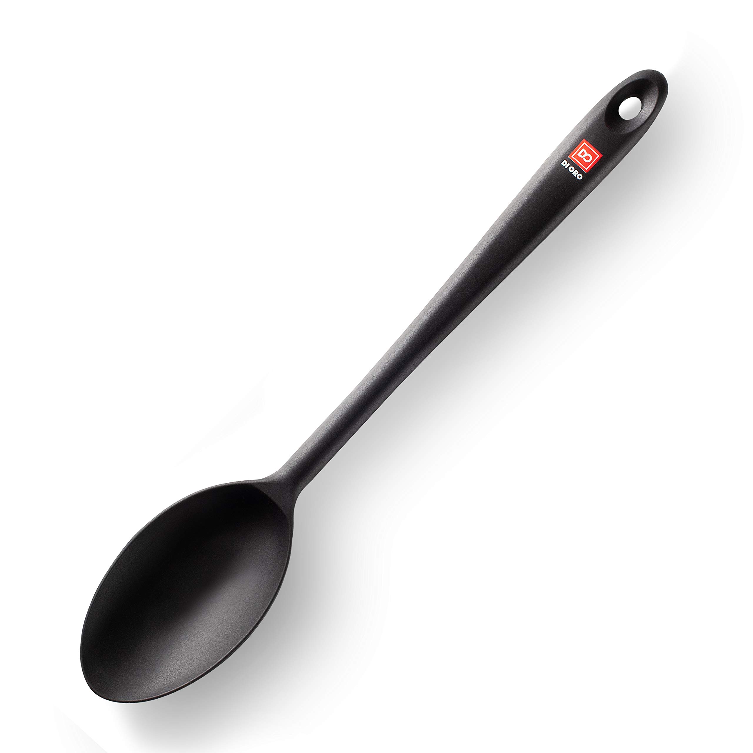 Photo 1 of DI ORO Cooking Spoon - Solid Silicone 600F High Heat Nonstick Cookware Safe - Kitchen Spoon for Cooking & Baking - Large Serving & Mixing Utensil - Dishwasher Safe (Black)