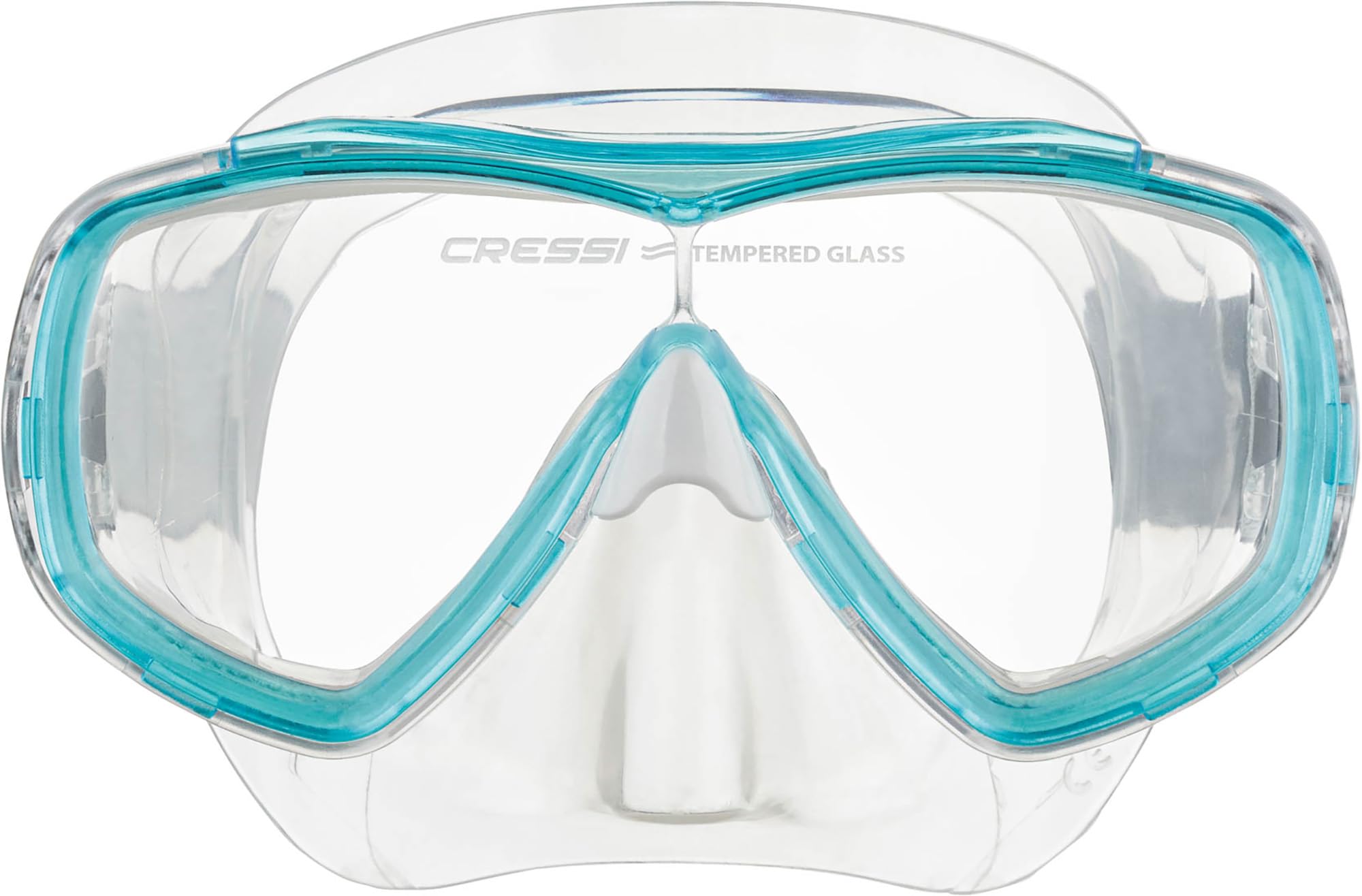 Cressi Estrella Jr Txle Strap Mask - Unique Tempered Glass Diving Mask of Great Reliability and Tradition, Clear/Aquamarine, Youth Unisex