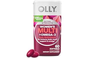 OLLY Ultra Women's Multi Softgels, Overall Health and Immune Support, Omega-3s, Iron, Vitamins A, D, C, E, B12, Daily Multivitamin, 30 Day Supply - 60 Count