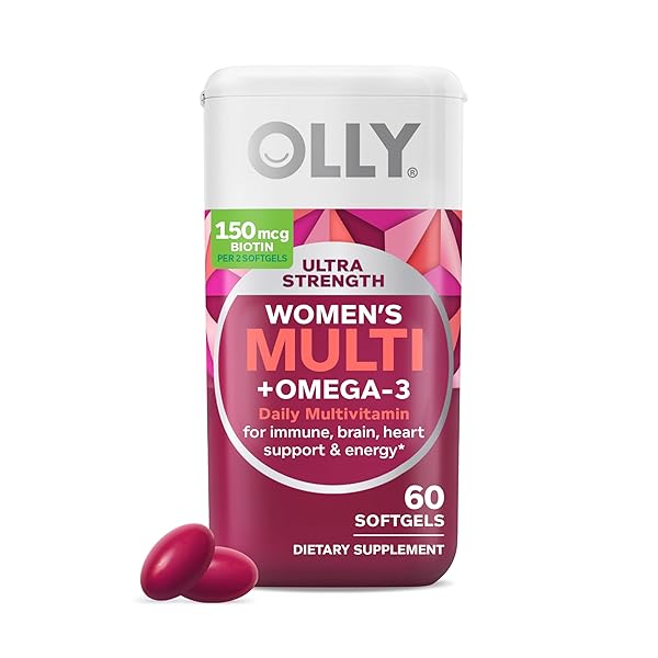 OLLY ULTRA WOMEN’S MULTI SOFTGELS, OVERALL HEALTH AND IMMUNE SUPPORT, OMEGA-3S, IRON, VITAMINS A, D, C, E, B12, DAILY MULTIVITAMIN, 30 DAY SUPPLY – 60 COUNT
