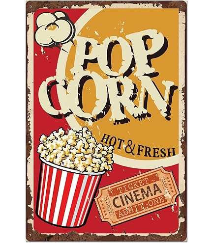 Amazon.com: SUMIK Popcorn Fresh and Delicious, Metal Tin Sign
