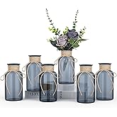 Scawim 6PCS Mason Jars for Flowers, Vintage Glass Vases for Flowers, Home Decor Flower Vase Wedding Centerpieces Mason Jars Centerpieces for Table Wedding Home Office(Grey)