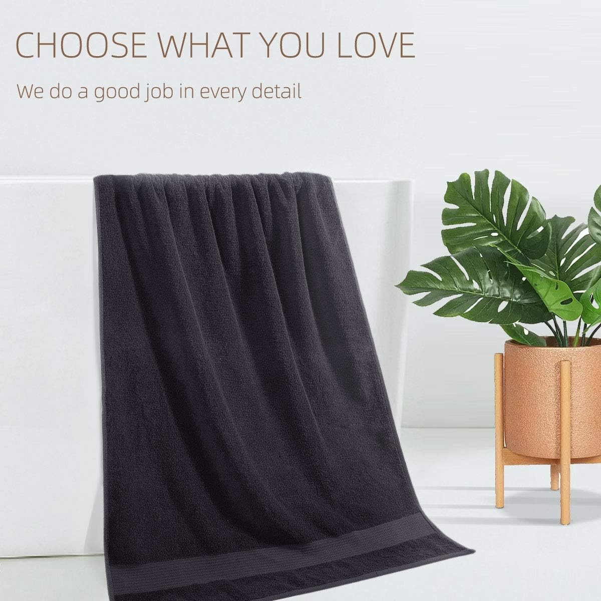 Simba&Coco 2-Piece Bath Towel Set for Bathroom 100% Ring Spun Cotton 600GSM Super Soft Highly Absorbent Extra Large Bath Towels 27x54 Inch (Black): Home & Kitchen