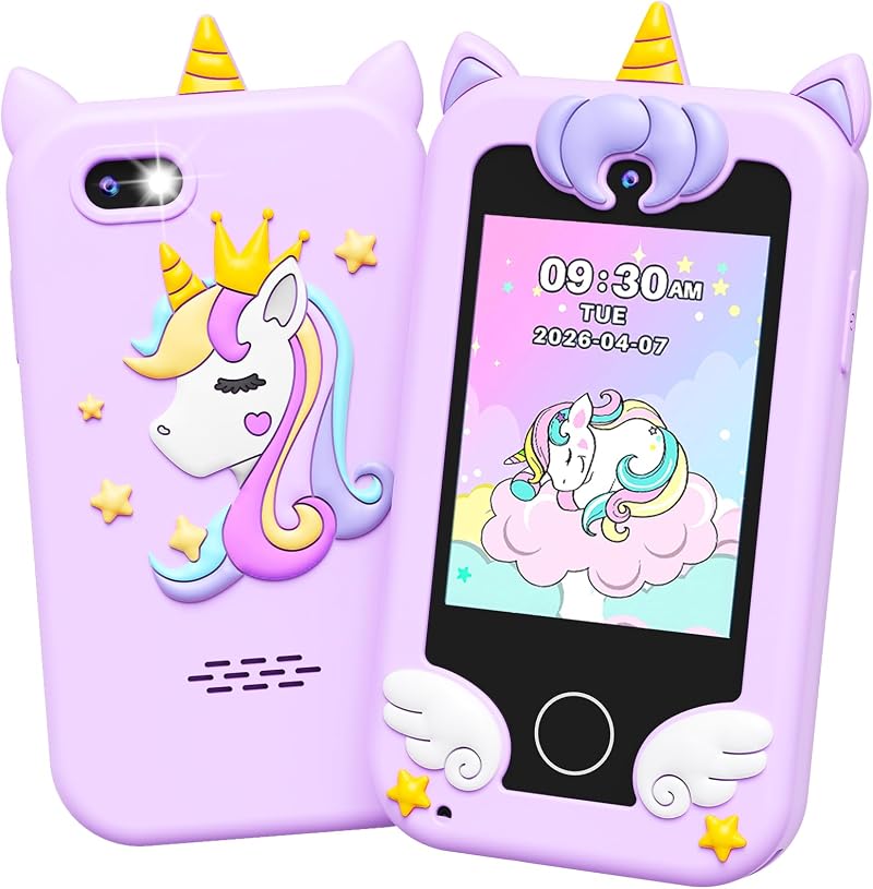 UCIDCI Kids Smart Phone for Girls 3-7 Dual Camera 4.0 Inch IPS Learning Games