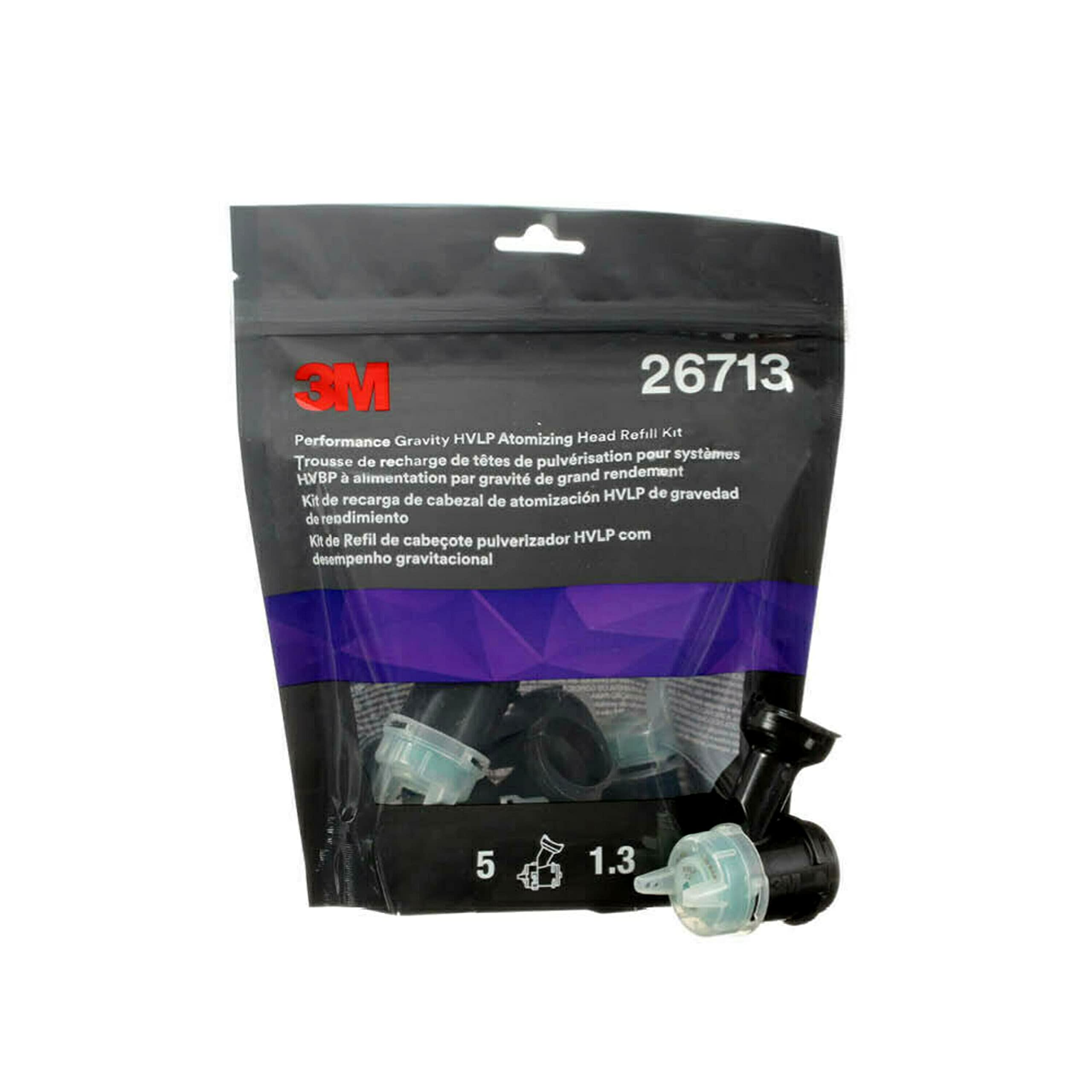 Photo 1 of 3M Performance Gravity HVLP Atomizing Head Refill Kit, 26713, Size 1.3, Green, for use with Performance Spray Gun and PPS 2.0 Paint Cups, 5 Pack