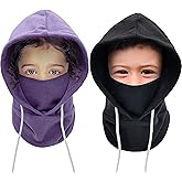 Kids Winter Balaclava Windproof Hats (2 Pack), Warm Fleece Ski Mask Neck Warmer for Boys & Girls, Adjustable Full Face Cover