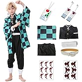 Halloween Cosplay Costumes Green Anime Kimono Outfits Cape Festival Uniform Dress Up for Boys Men