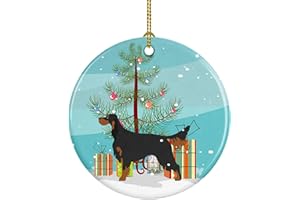 Caroline's Treasures Gordon Setter Christmas Ceramic Ornament Christmas Tree Hanging Decorations for Home Christmas Holiday, Party, Gift, 3 in, Multicolor
