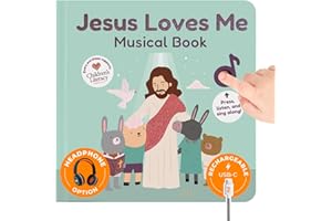 Cali's Books Jesus Loves Me Music Book Toddlers 1-3 Years Old - Christian Musical Book, Headphone Jack, Interactive Baby Sound Book, Singing Toy Children Girls Learning Song Toy Toddler Boys