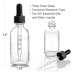 4 Pack 2 oz Glass Dropper Bottles with Measured