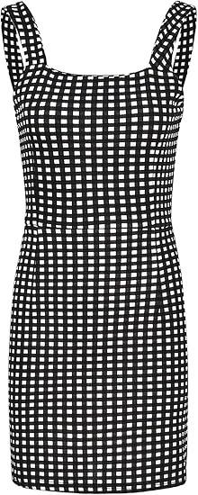 black and white checkered bodycon dress