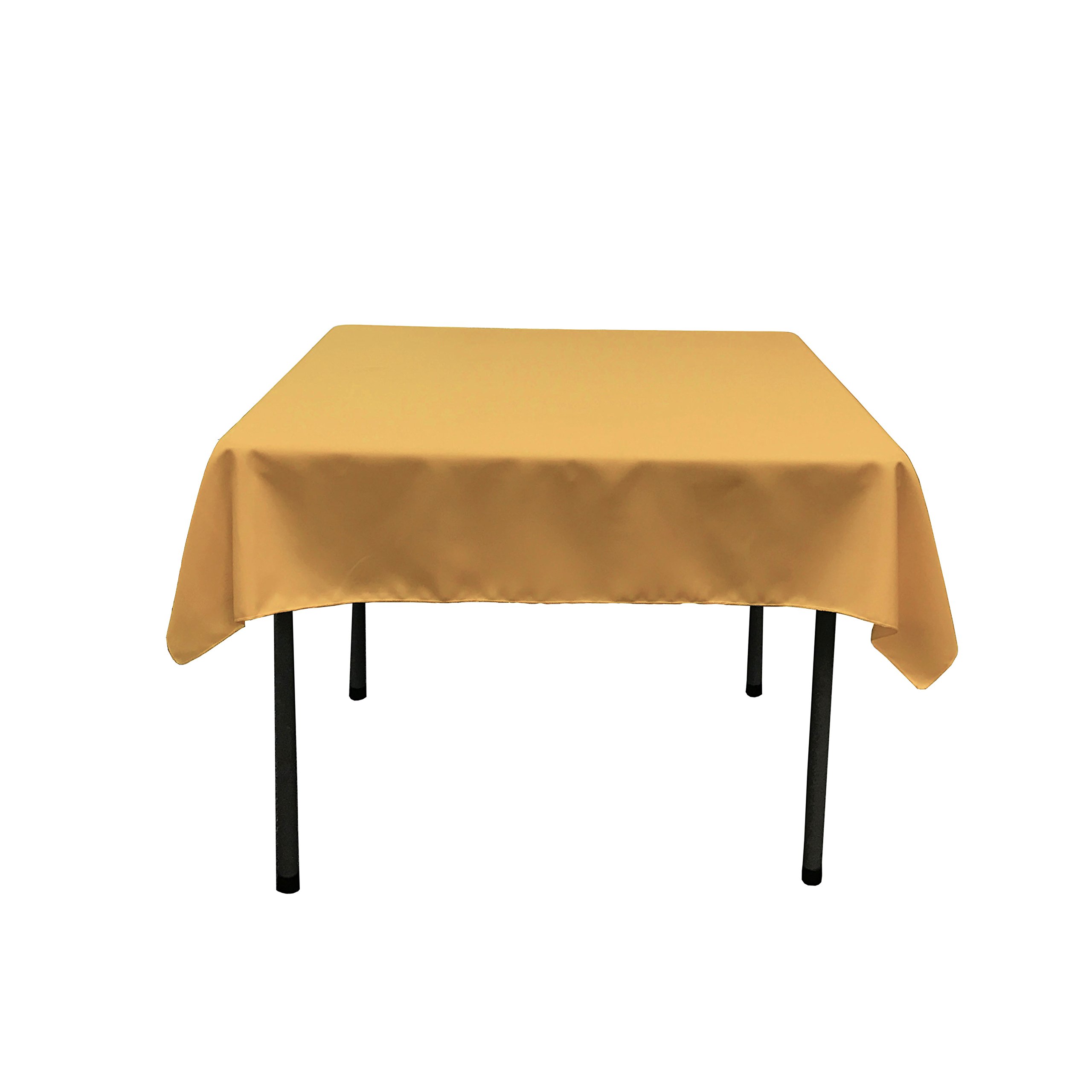 LA Linen Polyester Poplin Square Tablecloth, 52 by 52-Inch, Gold, 132 x 132 x 0.04 cm — image 1