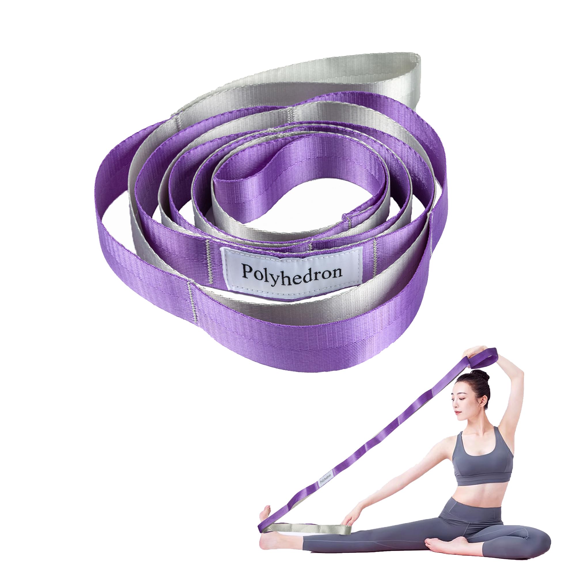 thumbnail image 2 of Stretching Strap For Yoga & Exercise - 10-Loop Non-Elastic Fitness Strap 74.8 Inches 2 of 14