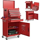 Goplus 5-Drawer Rolling Tool Chest, High Capacity Tool Storage Cabinet w/Removable Chest, Universal Wheels, Locking Mechanic 