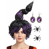 ZGXYZXMY Black Purple Wig for Adults Women Pre-styled Braided Witch Wig Costume for Halloween Party