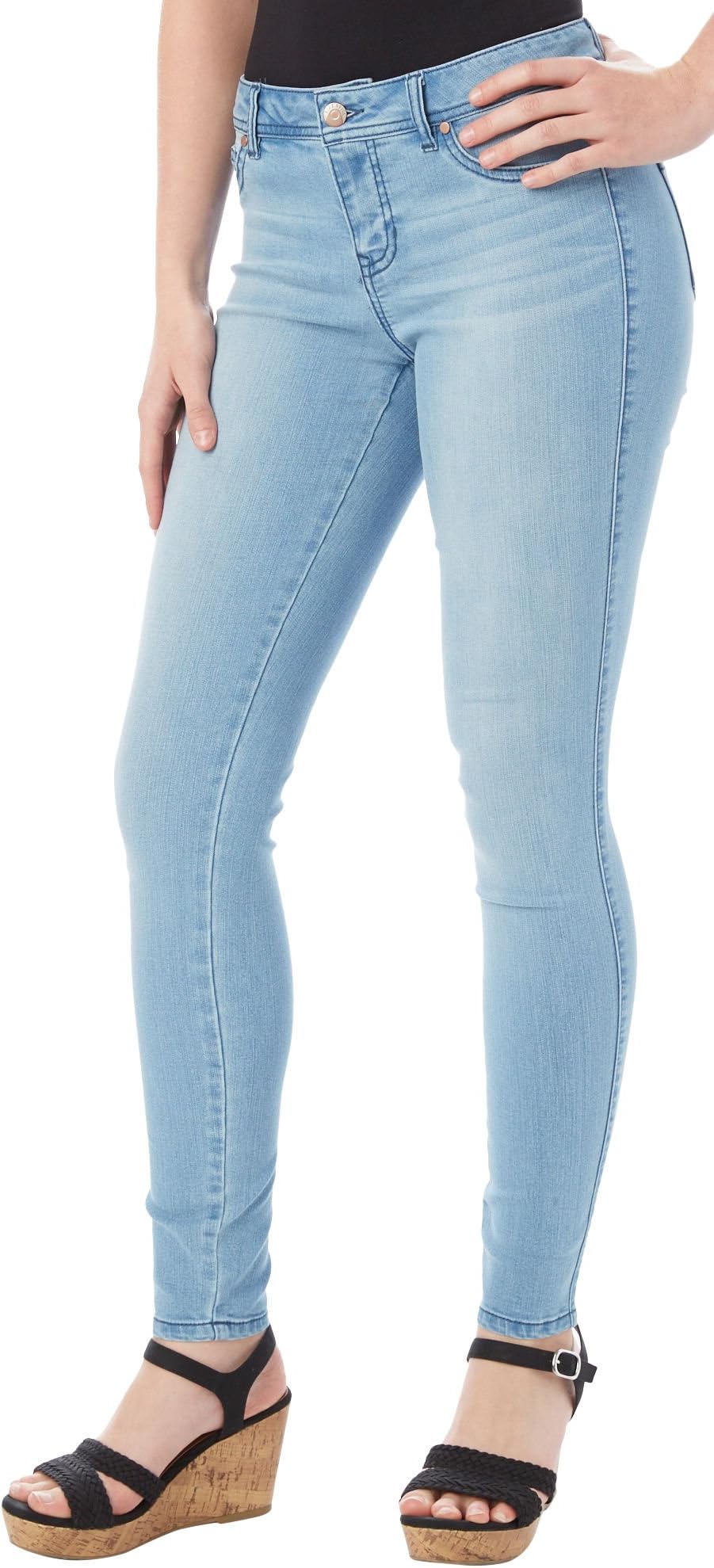 Blue Spice Juniors Faded Whiskered Skinny Jeans 7 Light blue