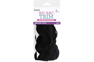 Essentials By Leisure Arts RIC Rac Jumbo 1 13/32" 2 Yards Black - Rick Rack Trim for Sewing - Wavy RIC Rac Trim for Sewing and Crafts Ribbon Rick Rack