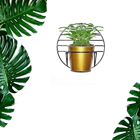 Ascent Homes Wall Mount Metal Planter Stand with Round Galvanized Pot