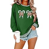 TAOHONG Christmas Sequins Sweatshirts Women Xmas Long Sleeve Shirt Sparkly Crewneck Pullover Tops Christmas Graphic Sweater
