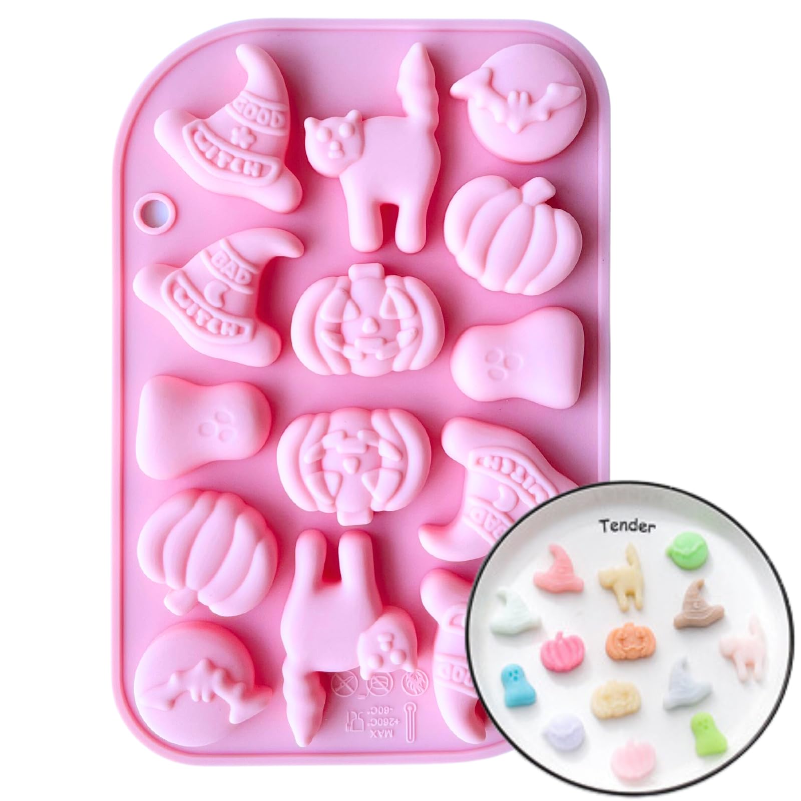 1PC Halloween Mould Silicone,Chocolate Mould Silicone Black Cat Pumpkin Ghost Shape Dessert Baking Mold for Halloween Home Party