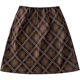MakeMeChic Women's Plaid Mini Skirt High Waist A Line Vintage Preppy Skirts