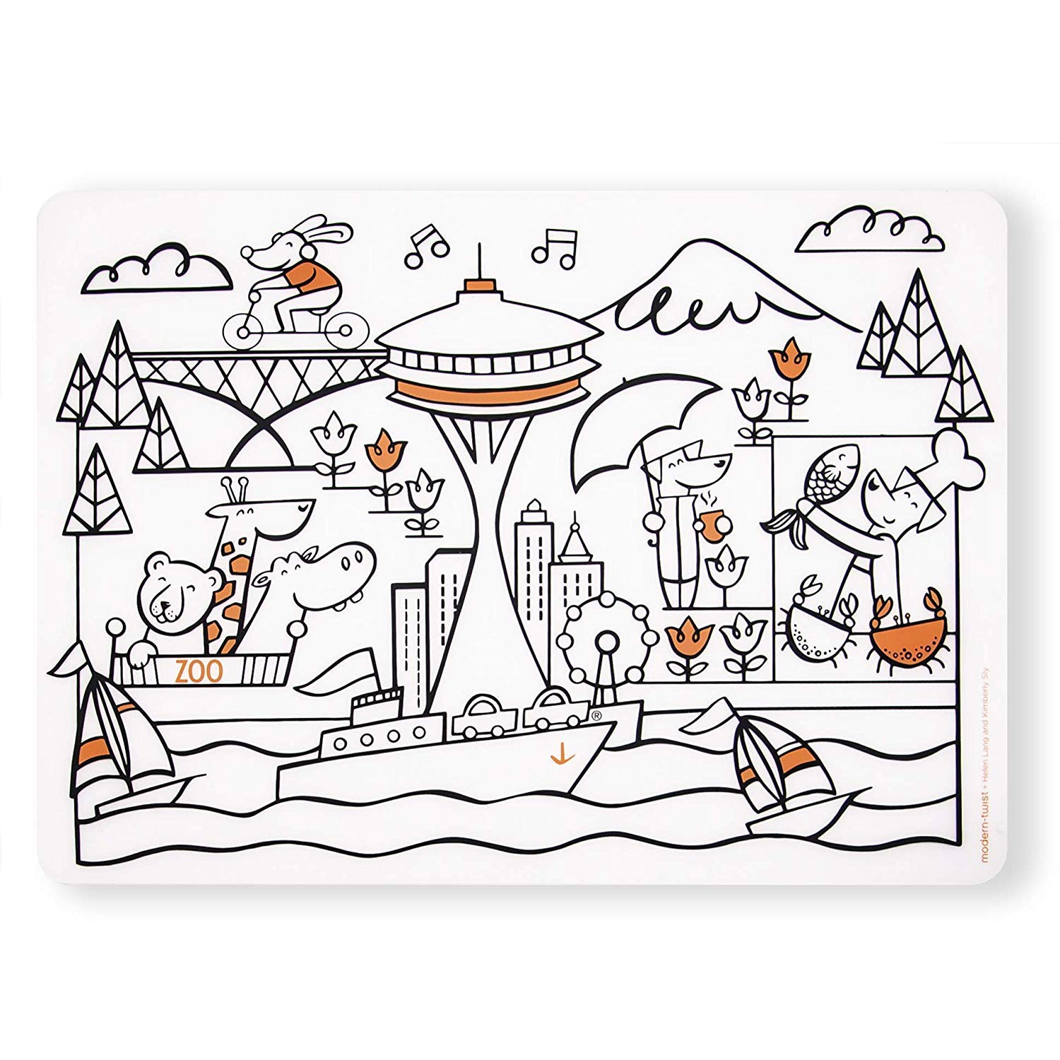 modern-twist Kids Mark Mat, Press Juices Silicone Placemat, Seattle