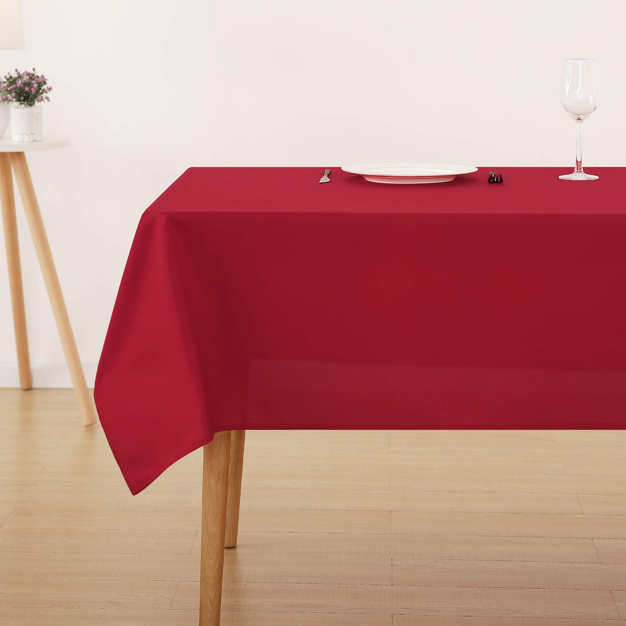 Deconovo Home Decorative Oxford Wipeable Tablecloth Rectangle Water Resistant Tablecloth for Outside Table 130x130cm(51x51in) Red