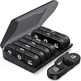 PULIV Weekly Pill Organizer 3 Times a Day, Light-Proof Pill Case for Pills | Portable Travel Pill Box 7 Day, Large Pill Containers for Vitamins, Medication, Supplements and Fish Oils (Black)