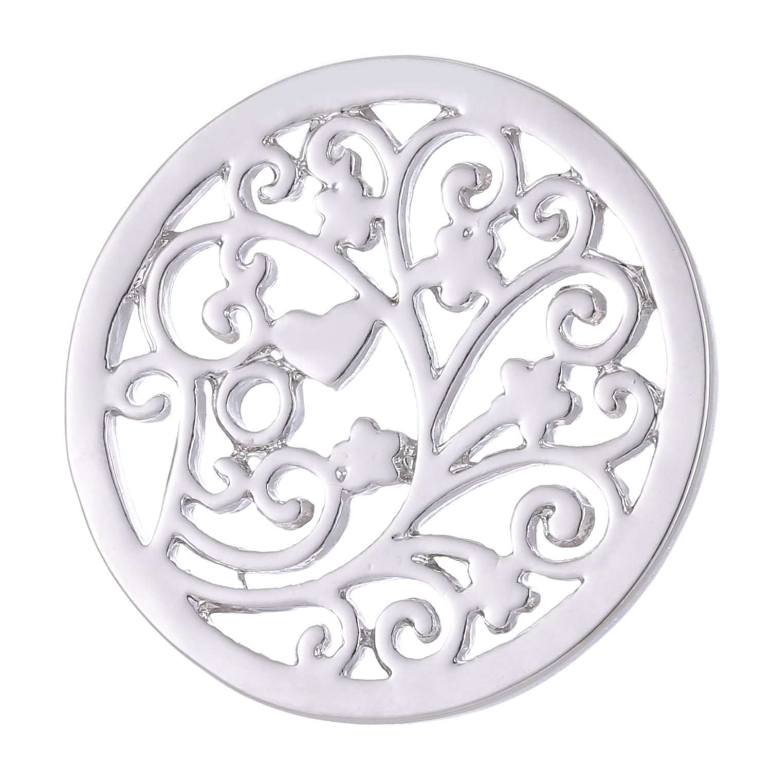 Morella Women's Coin Pendant 33 mm 13" Spring Flowers – Silver